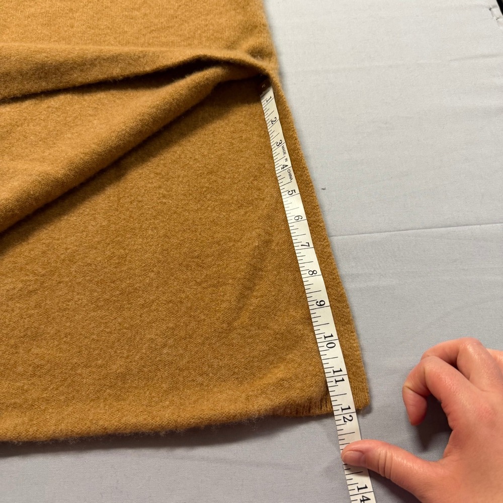 Unsubscribed Cashmere Blend Knit Midi Skirt Camel Brown XL High Waist Side Slit - Picture 4 of 8